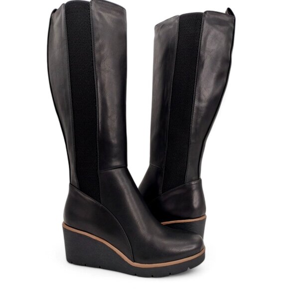 Soul Naturalizer Women's Size 7W Black Adrian Wide Calf Knee High Wedge Boots - Picture 7 of 12